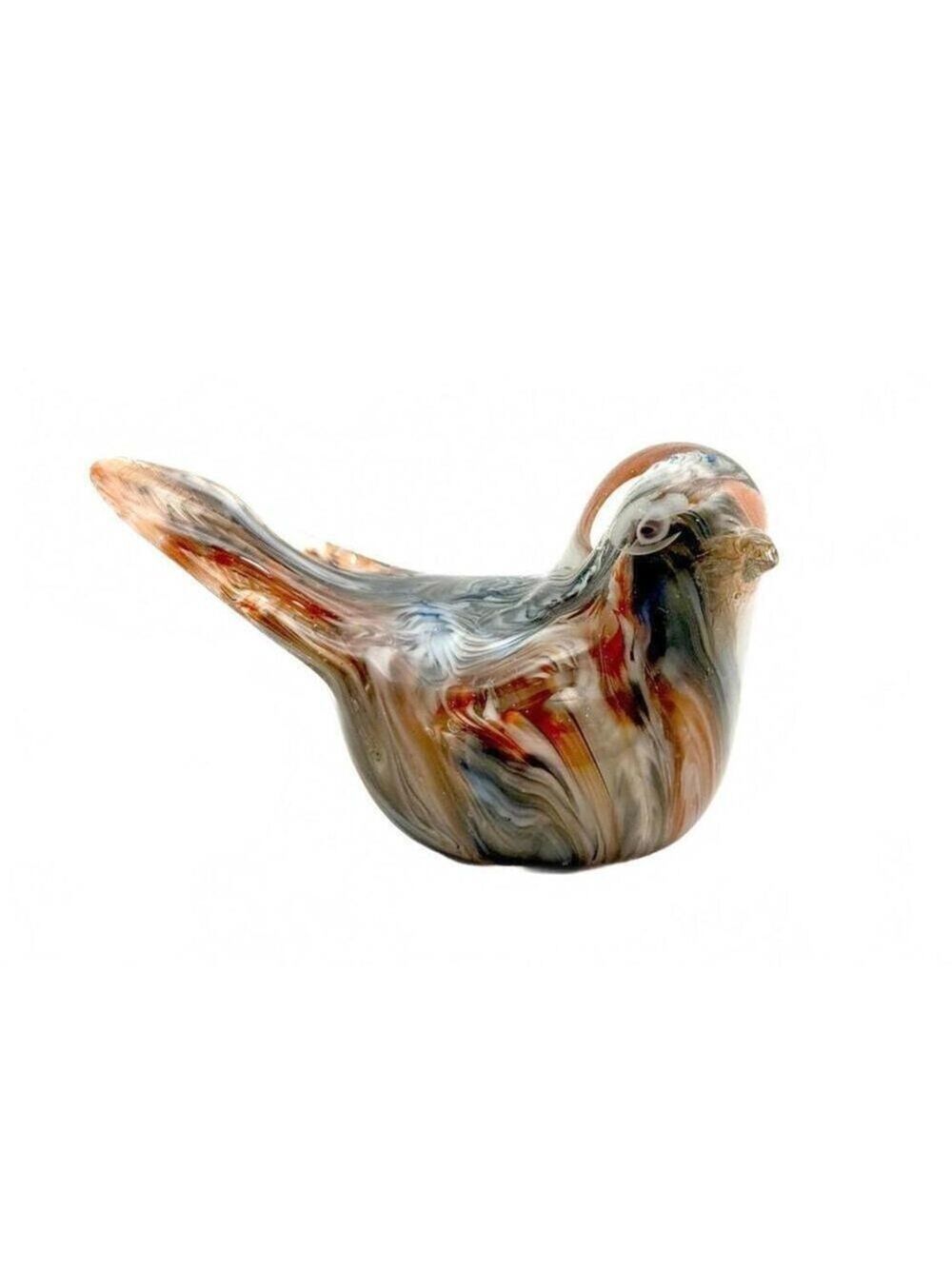 Vintage Hand Blown Art Glass Small Bird Figurine Swirl Glass